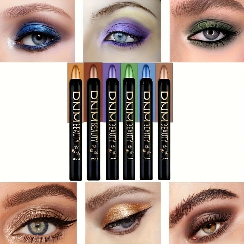 6 color eye makeup pearlized highlighter pens rotating