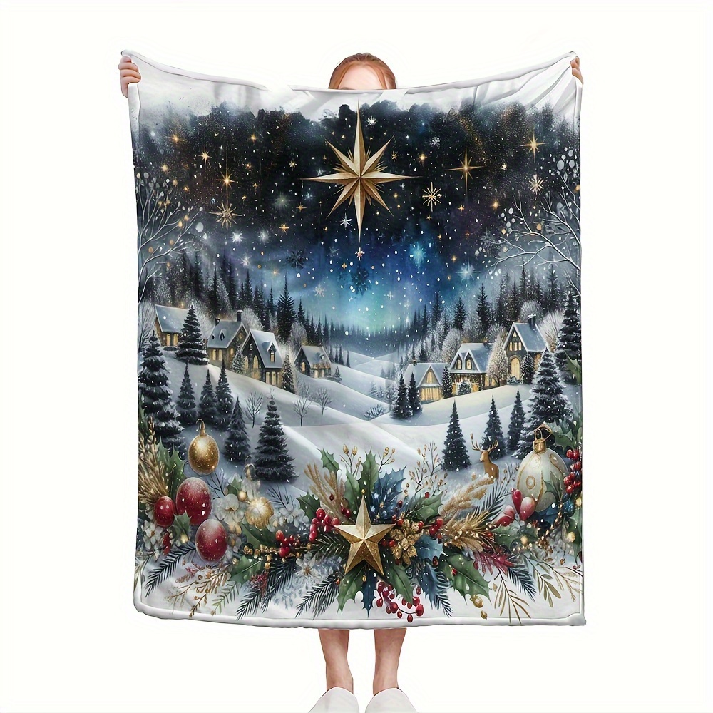 

Christmas Blanket - Microfiber Flannel, Knitted Blanket, , For Sofa And Bed, Christmas Tree And