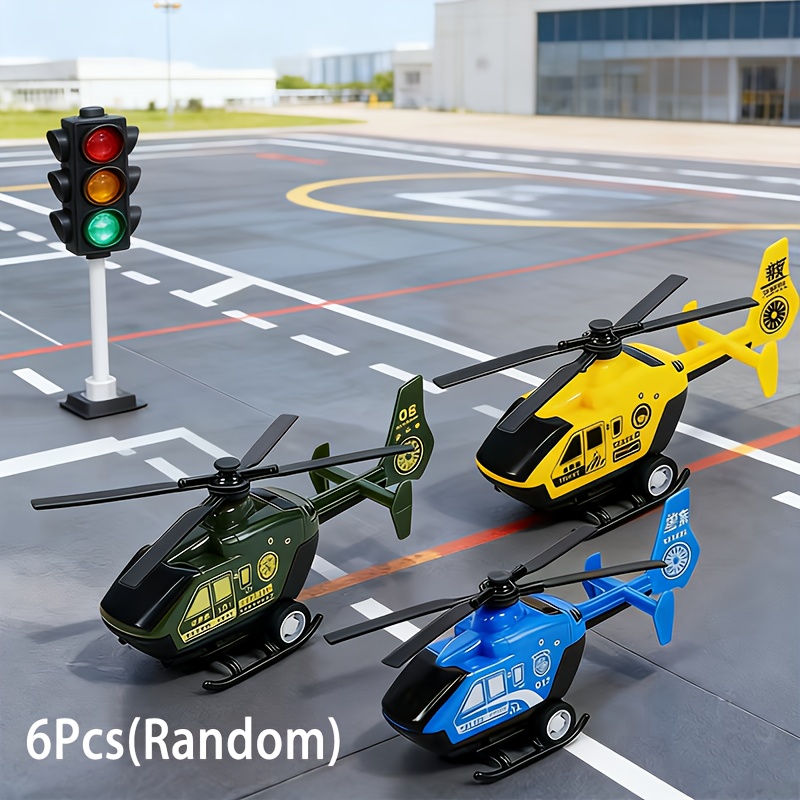 6pcs Pullback Helicopters, Outdoor Beach Toys, Novelty Toys, Desktop Decorations, Pretend Play Toys, Birthday And Holiday Gifts, Piñatas, Christmas And New Year'S Supplies, And Classroom Rewards (Random)