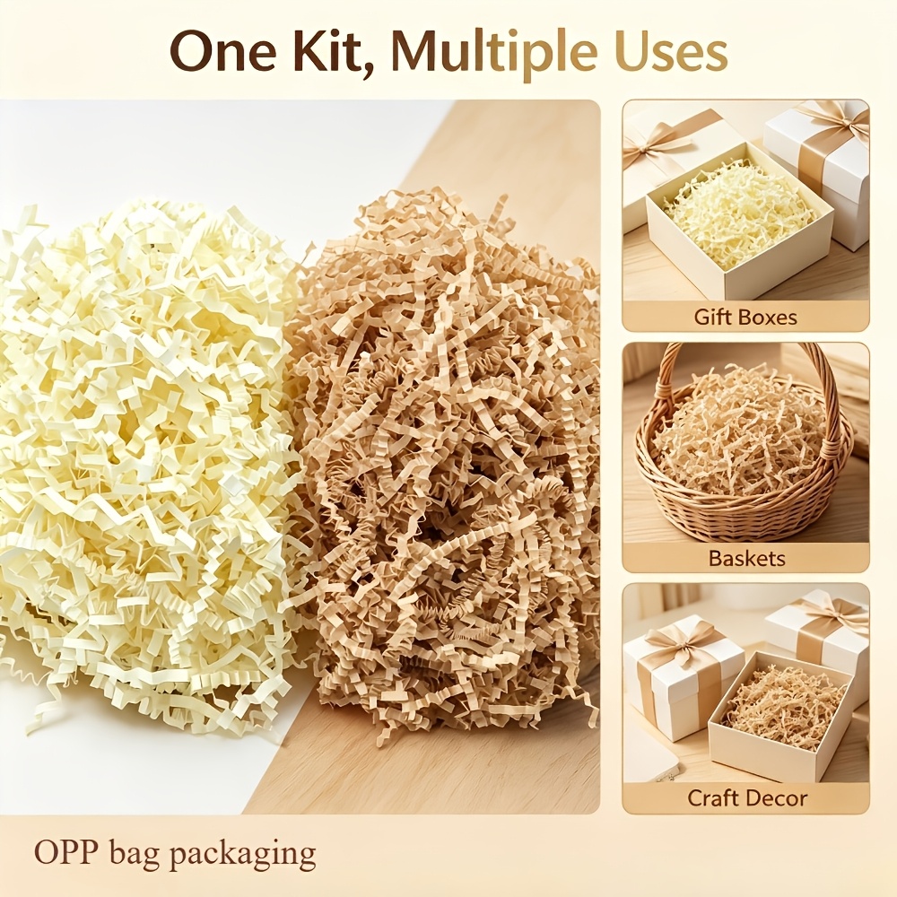 TEMU 67g Kraftpapier Confetti Vulmateriaal Set, + Crèmewit - Gevouwen Papieren Confetti, Geschikt voor Geschenkdozen, Bloemenmanden, Doe-het-zelf