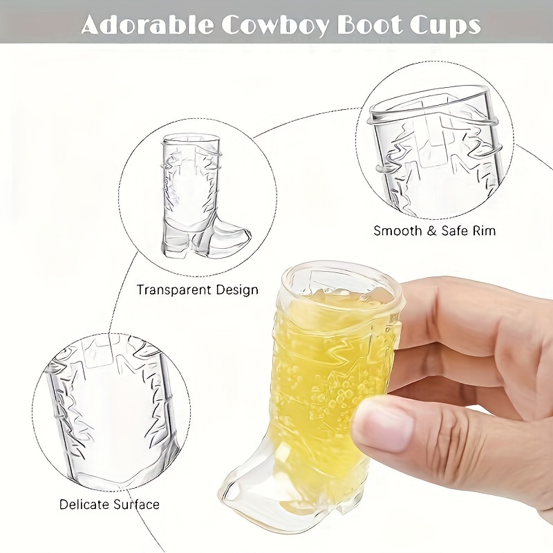 Cowboy Boot Shot Glasses Clear Plastic Perfect Parties - Temu