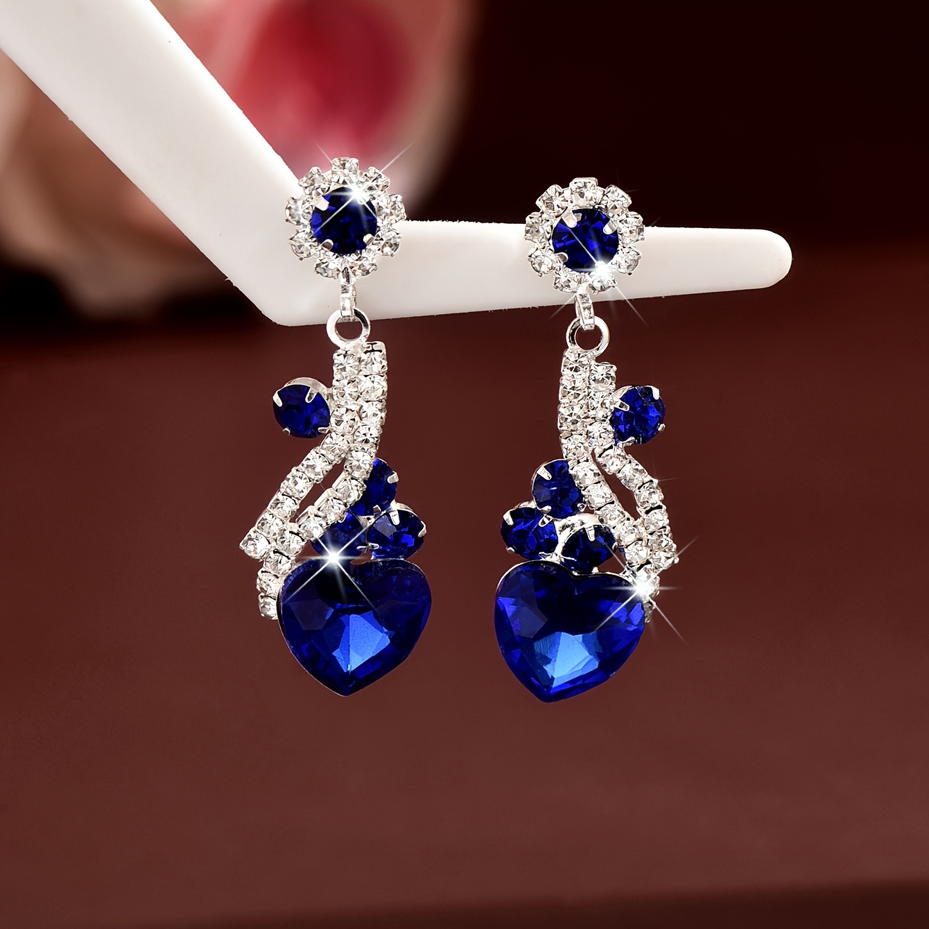 TEMU Boucles d'oreilles de cérémonie romantiques, luxueuses et éblouissantes pour femme, avec des designs tombants de luxe léger et des accents