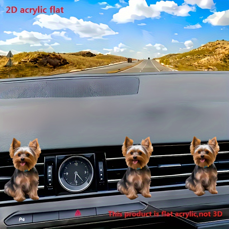 

1pc Cute Yorkshire Terrier Dog 2d Acrylic Car Clip - Refreshing Fragrance Air Freshener With Interchangeable Scent Tablet, Ideal For Auto Interior Decoration