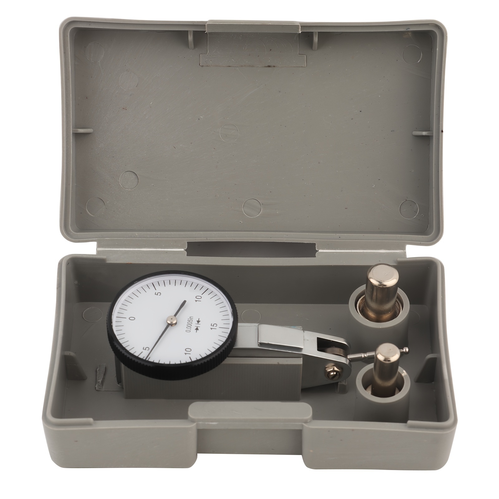 

Test Dial Indicator With Storage Case 0.0005" Test Indicator With 2 Steel Dovetail Clamps For Machine Set-up, Narrow Area Measurement