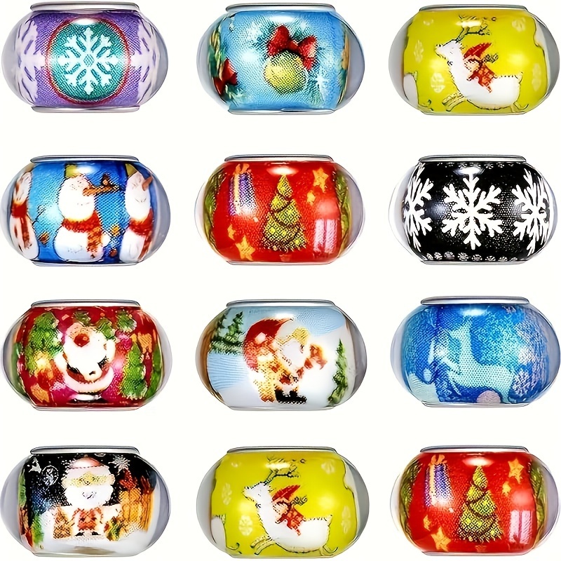 

30pcs Christmas-themed Resin Beads, 14mm Large Hole, Assorted Colors - Ideal For Diy Bracelets & Necklaces Jewelry Crafting