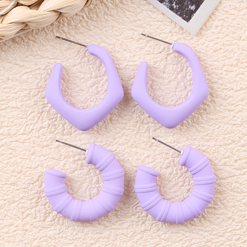 4pc Dopamine Irregular C-circle Crescent Earring Set