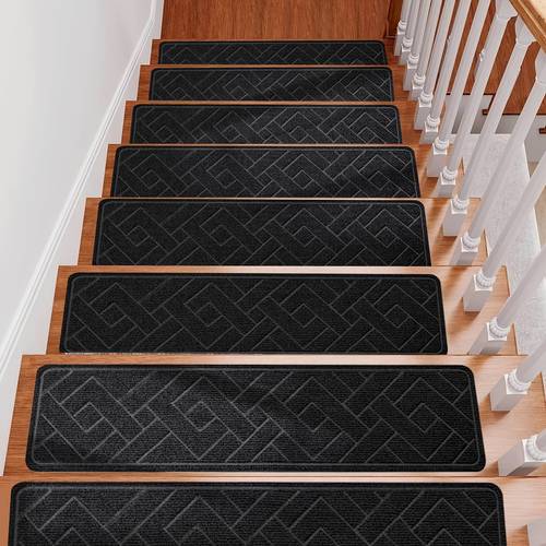 15 pack stair treads non slip for wooden steps 76x20cm 29 9x7 9inch stair runner carpet treads indoor with reusable carpets rugs safety mats for elders dogs
