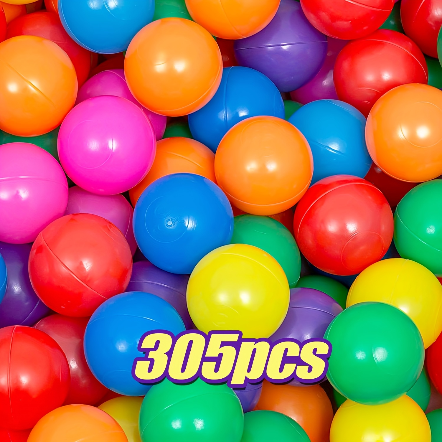 Image of 305pcs Crush-proof Plastic Ball Pit Balls Suitable For Baby And Toddler - 7 Bright Colors (,,,,,,) With Zip Storage Bag - Ball Pit Pool For /outdoor Play,, Party Toys