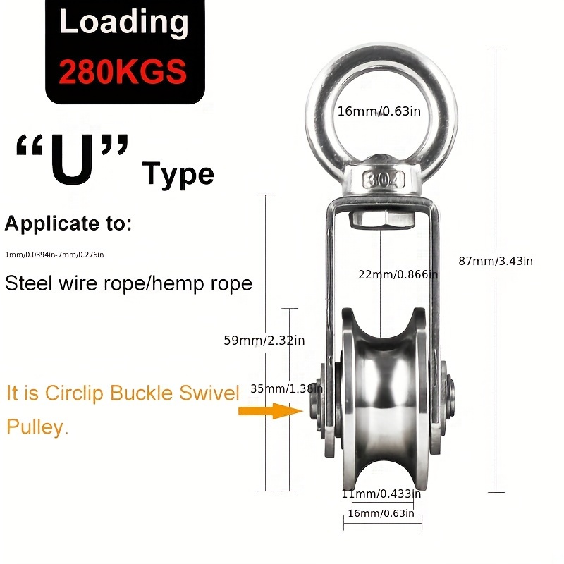 Wire Rope Rail U-type Groove Wheel for DIY Gym Equipment Pulley