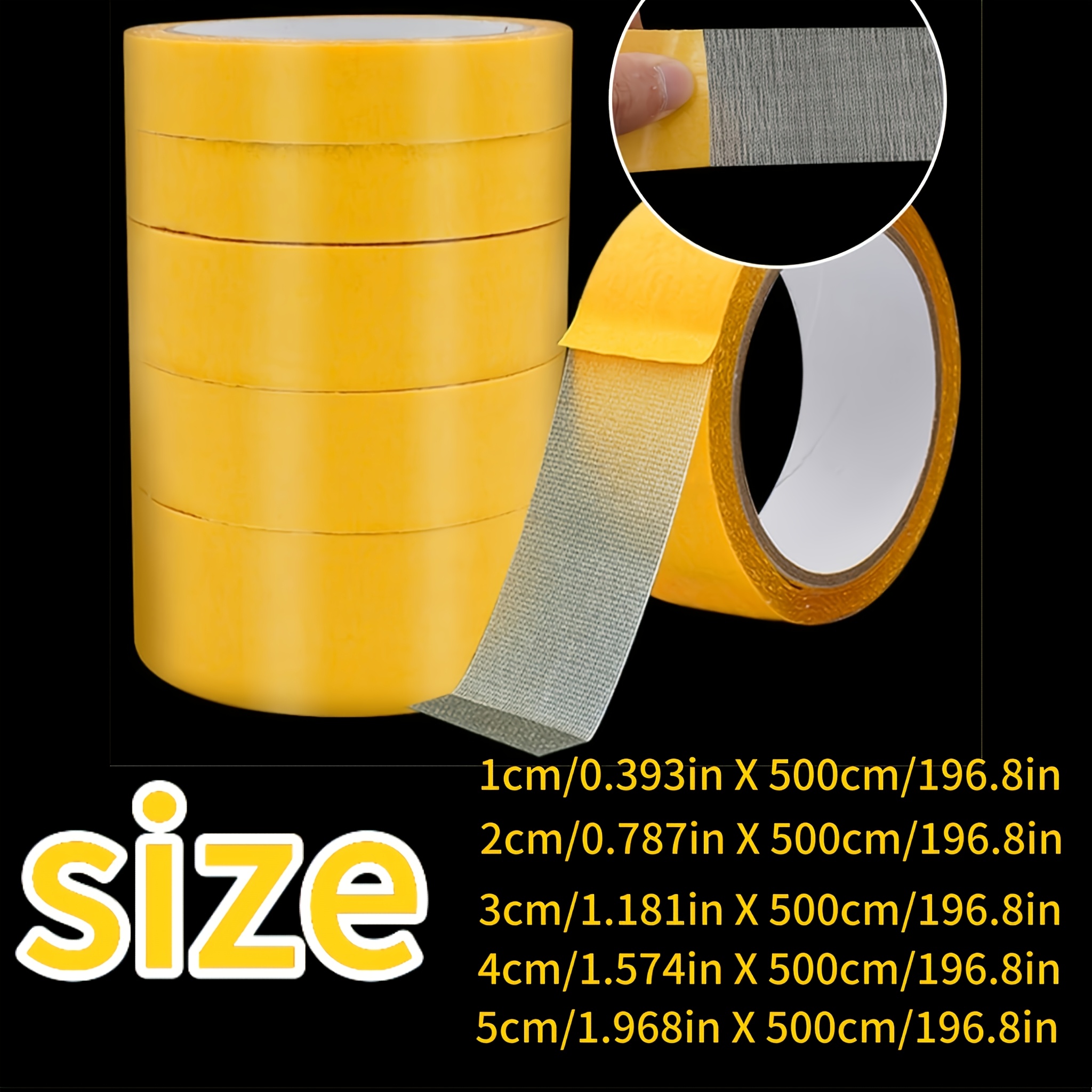 TEMU Rouleaux de Ruban Adhésif à Base de Tissu de Largeurs Différentes. Forte Tout en Étant Doux pour les Tissus, Facile à Nettoyer et Pouvant Être