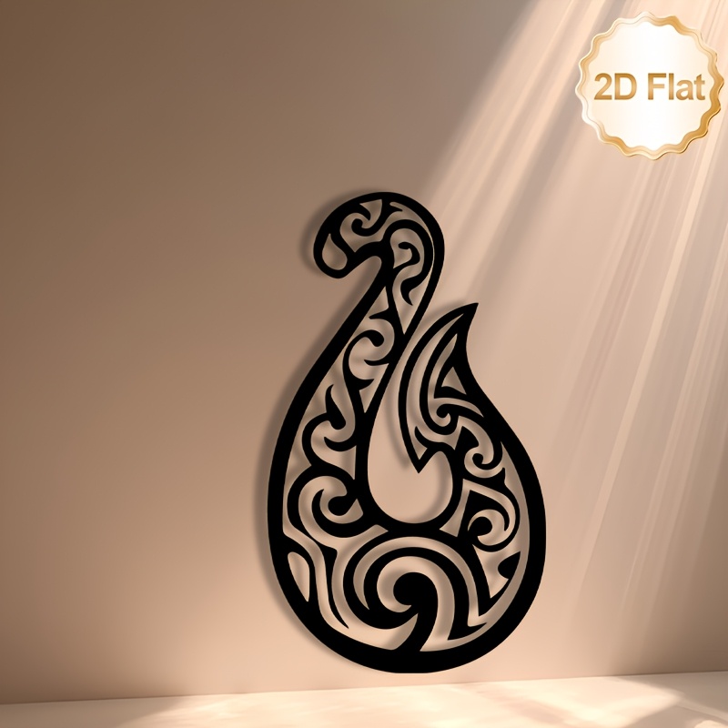 TEMU 2d Flat, 2d Flat 1pc Statue Wall Decor Metal Iron Art Decorative Painting Maori Style Tribal Pattern Ideal For Living Room Bedroom Dining Room