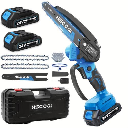 6 inch cordless mini chainsaw with 4 0ah rechargeable battery automatic chain tensioning oiling for effortless tree branch trimming in garden courtyard and household maintenance pruning saw