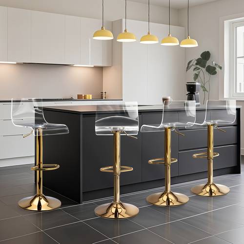 stools 3pcs 4pcs acrylic bar stools swivel transparent bar stool silvery bar stool adjustable height modern bar chairs for kitchen dining room