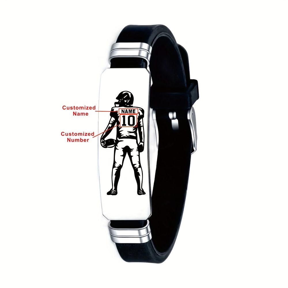 TEMU Personalized 304 Stainless Steel Bracelet, For Enthusiasts, A Holiday Or Birthday Present For And , A Game Souvenir, And A Team Commemorative