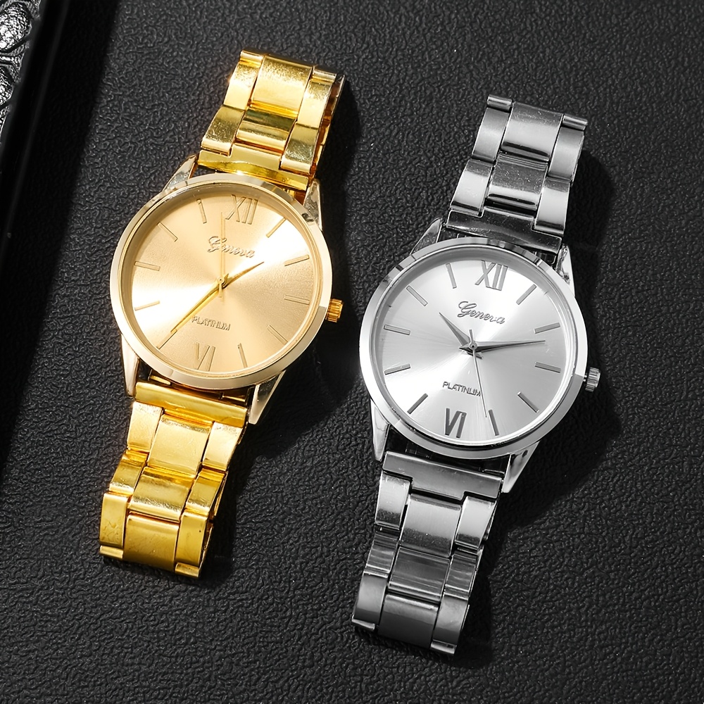 un conjunto de piezas, elegante combinación de reloj de cuarzo para hombre: con un diseño de esfera redonda, correa de acero inoxidable, de aleación de, movimiento electrónico y un casual y elegante, lo que lo convierte en un regalo ideal para, ramadán, o para papá. 2