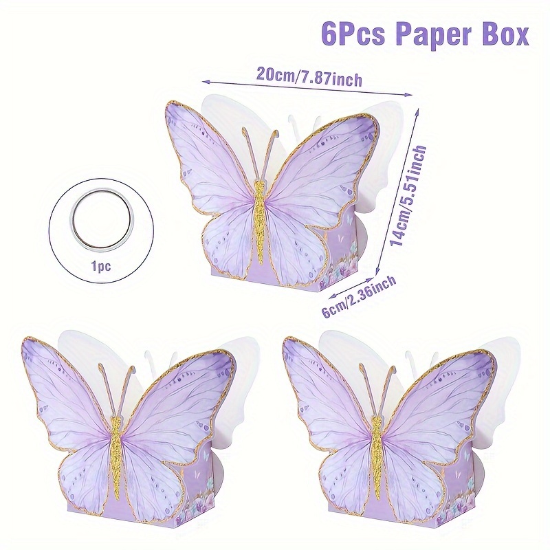 TEMU 6 Piezas de Cajas Decorativas de Papel con Mariposas y Flores, Azul, Rosa y , Cajas de Cartón para Arreglos de , Perfectas para Decoraciones de