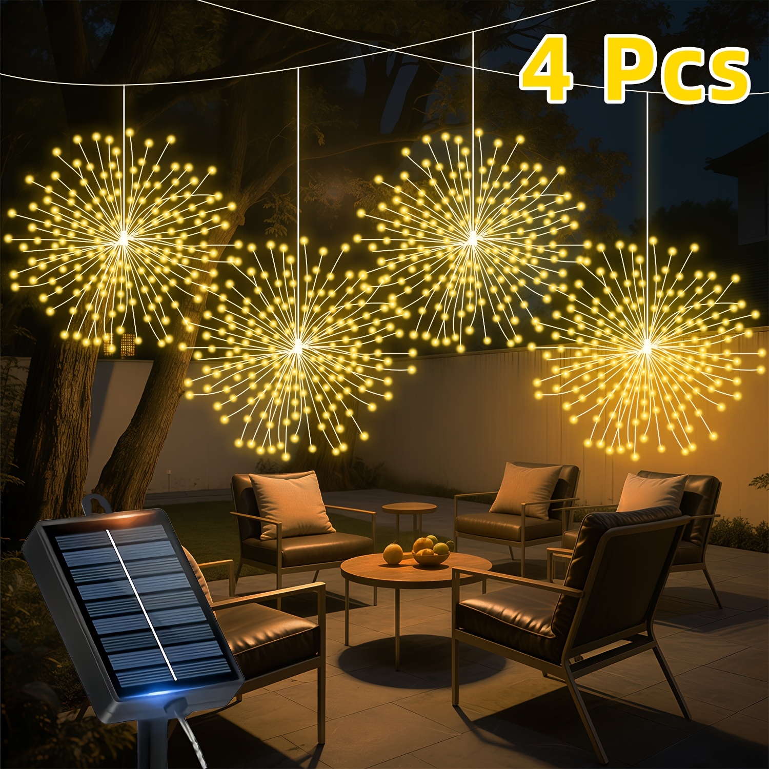 E-shop 4/2 Stück Solar Lichterkette 360/180 LED Hängende Sternenlichter Lichterkette 8 Beleuchtungsmodi IPX4 Geeignet für Außenbereiche, Höfe, Gärten,
