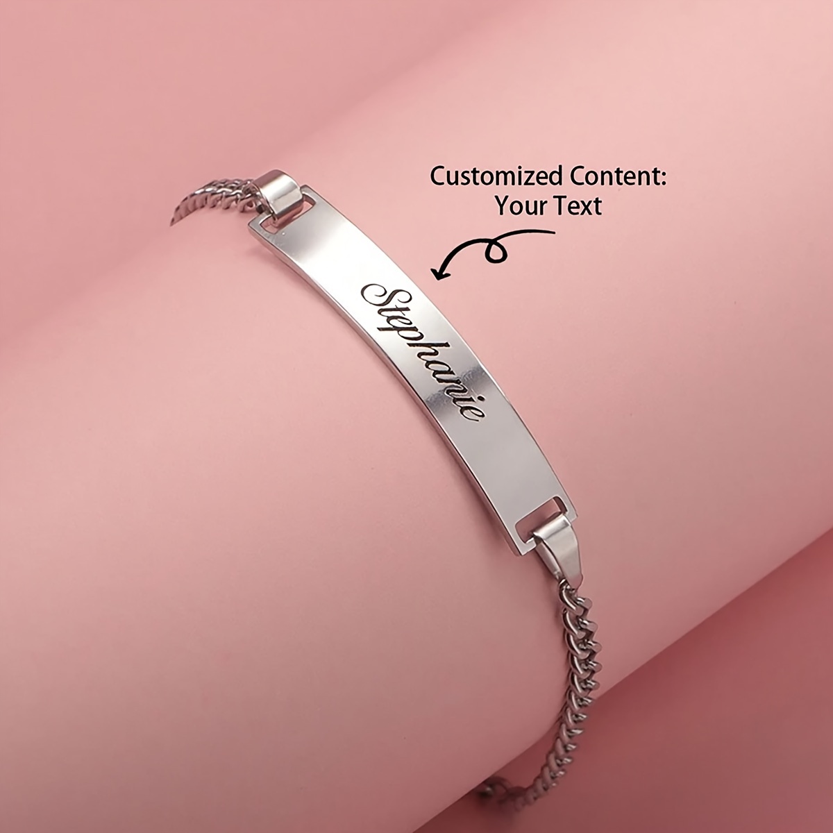 Custom Personalized Fashion Bar Bracelet, 18k Gold Plated