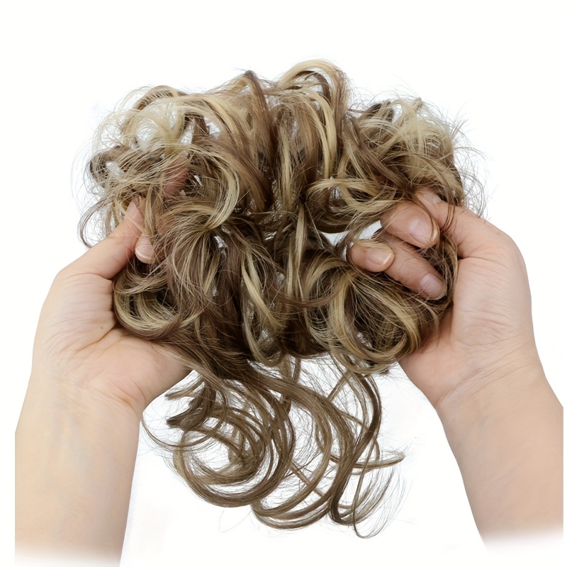 elegant womens synthetic curly donut hair extension easy to style for daily wear christmas parties details 4