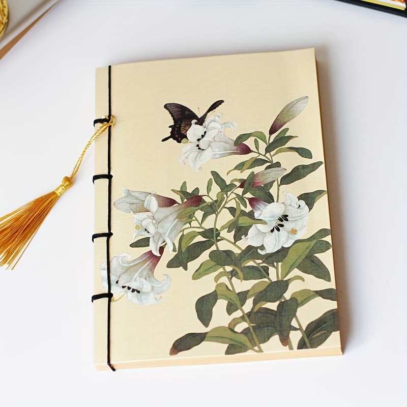 

Chinese Style Vintage Art Blank Notebook With Tassel - Traditional Thread Binding, Acid-free Paper Personal Organizer Journal