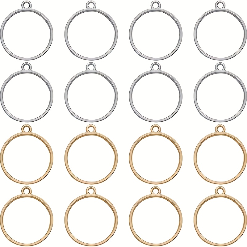TEMU 60pcs Round Open Back Bezel Round Frame Pendants Bezel Blank Trays Open Back Frame With 1 Loop For Jewelry Making,pressed Flower,diy Crafts