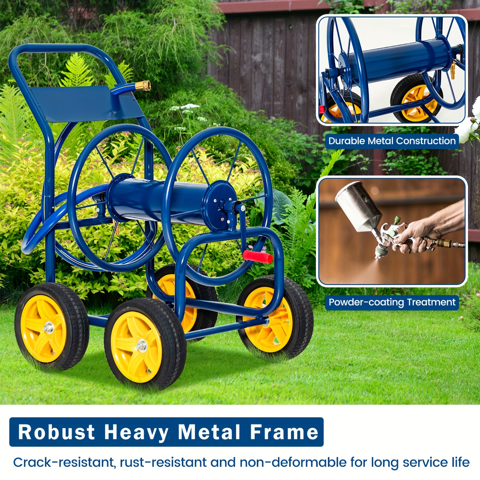   garden hose reel cart holds 330ft of 3 4 or 5 8 hose 400ft of 1 2 hose