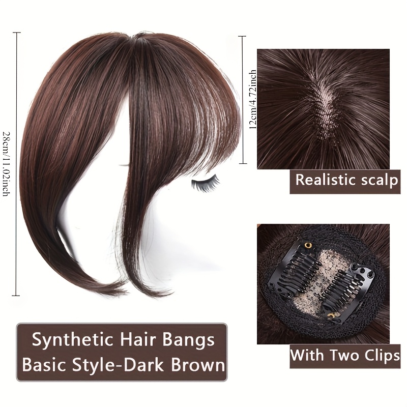 chic french air bangs clip in hairpiece for women heat resistant synthetic fiber natural fluffy look details 4