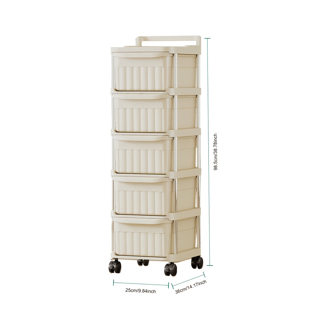 Image of Rolling Storage Cart With Drawers - Organizer With 360° Wheels For Kitchen, Bathroom, Bedroom| Narrow Space- Utility Cart For Snacks, Makeup, Household Supplies