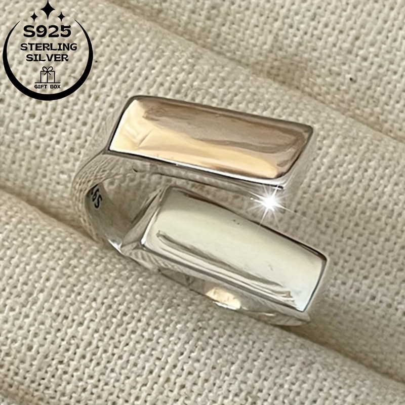 925 Silver Interlocking Square Women's Ring Adjustable