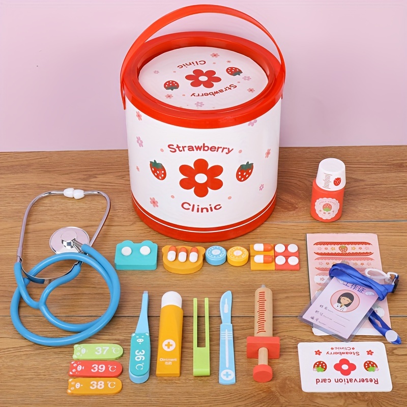 Set de niña doctora de juguete, plástico, kit infantil con accesorios para  jugar a los médicos, estetoscopio, tijeras, pinzas, r