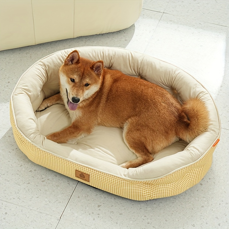 round grid dog bed durable polyester pet bed with plush polypropylene fill easy   washable   cozy sleeping pad for small medium large dogs mixed colors dog bed pet furniture     Product details 4