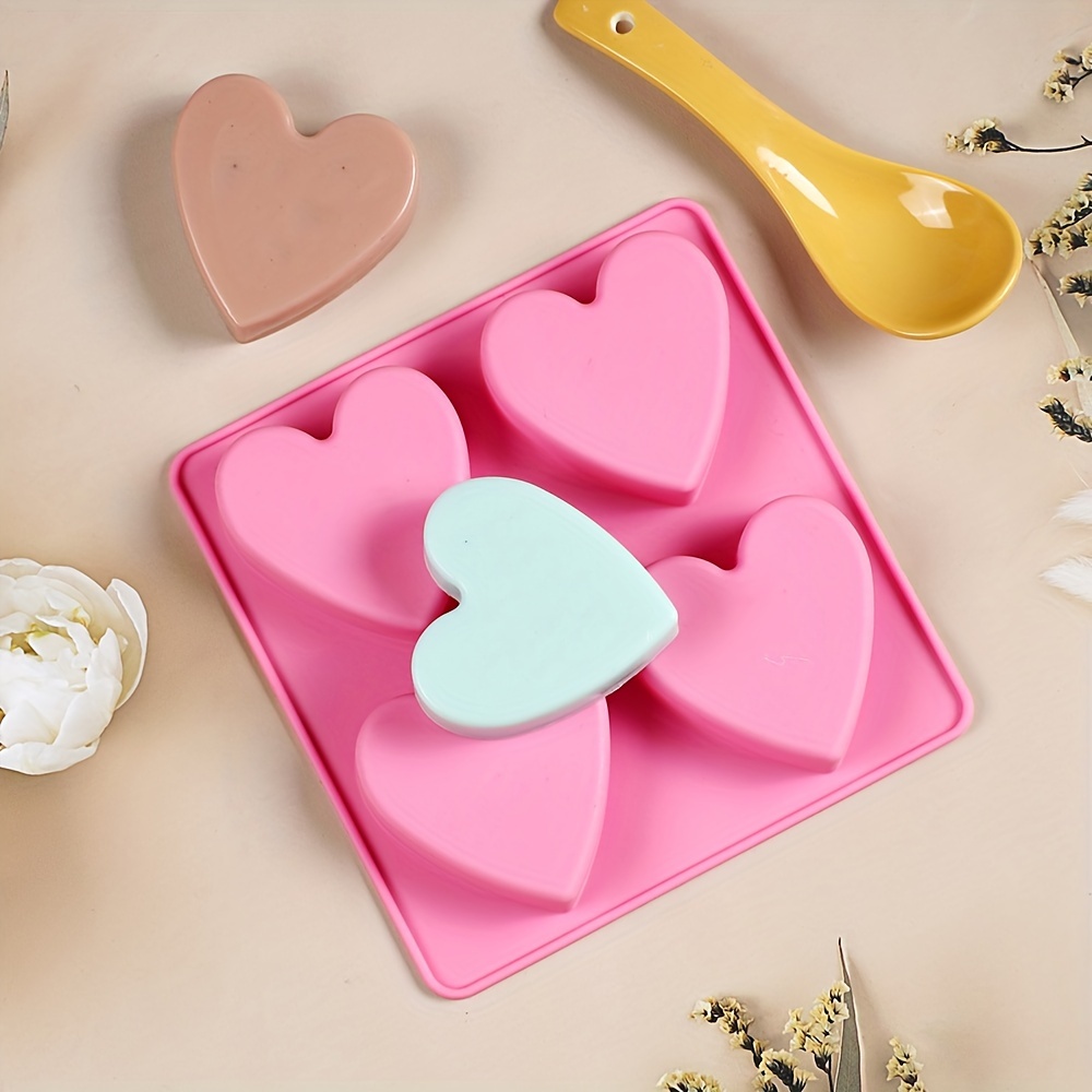 1 2pcs 4 mold silicone heart mold bath soap