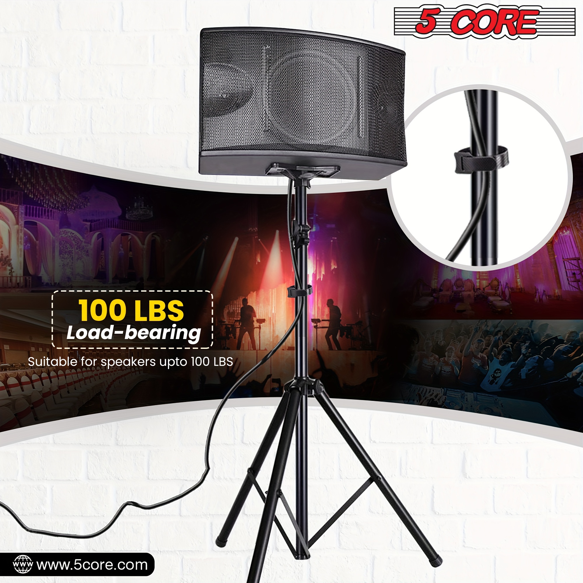 

5- Speaker Stand Tripod Floor Height Adjustable Up To 72 Inch Dj Studio Monitor Stand Pole Mount - Ss Eco 1pk Wob