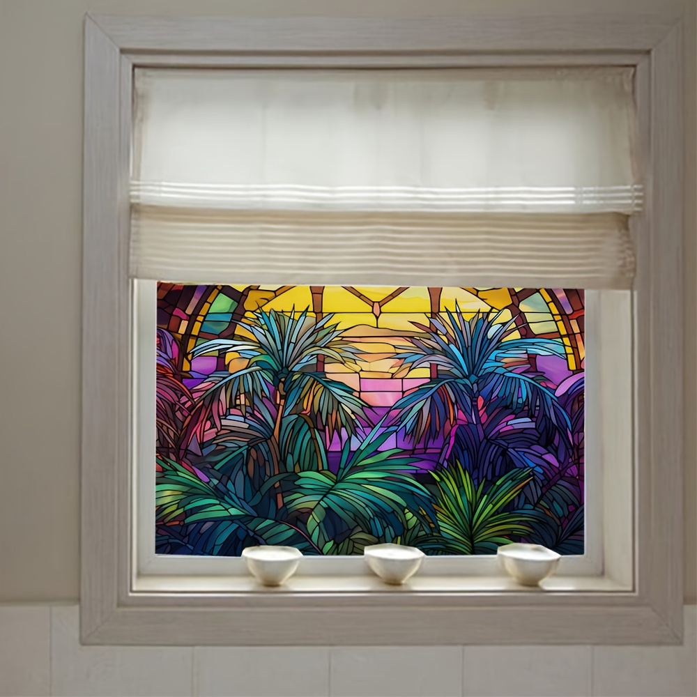 Stained Glass Window Film Summer Landscape Coconut Tree Temu Australia
