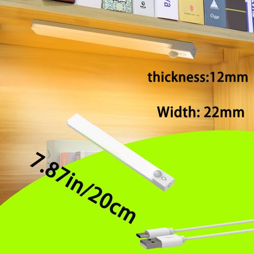 Luce LED a movimento con tre impostazioni di temperatura, luminosità infinitamente regolabile, ricaricabile tramite USB, rilevamento panoramico a 360°, ideale per armadi, camere da letto, scale e sale musicali come luce notturna