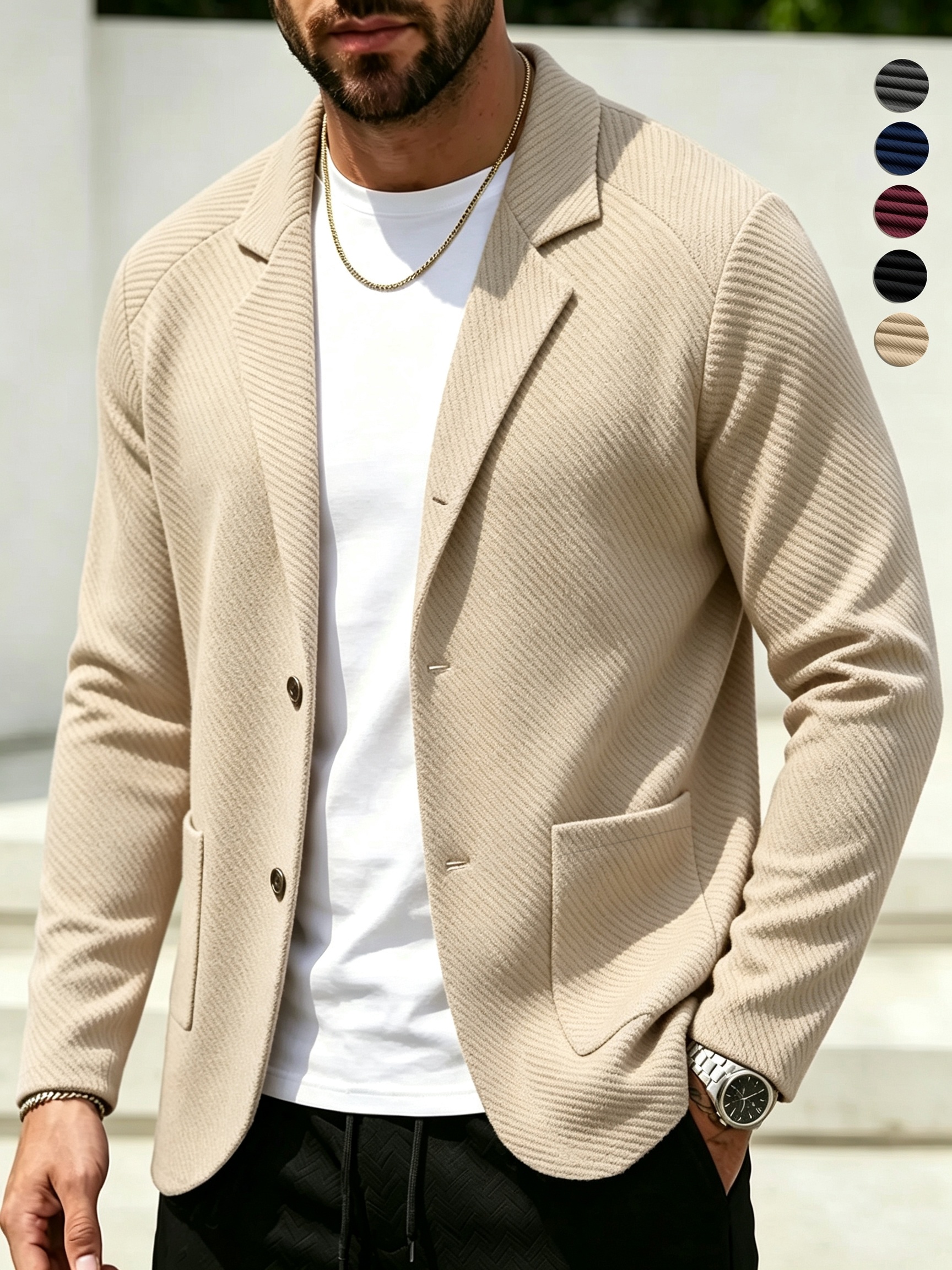 item picture mens autumn winter casual   collar knit sweater jacket cardigan knit twill texture outerwear single button design solid color easy   suitable for casual   and business  