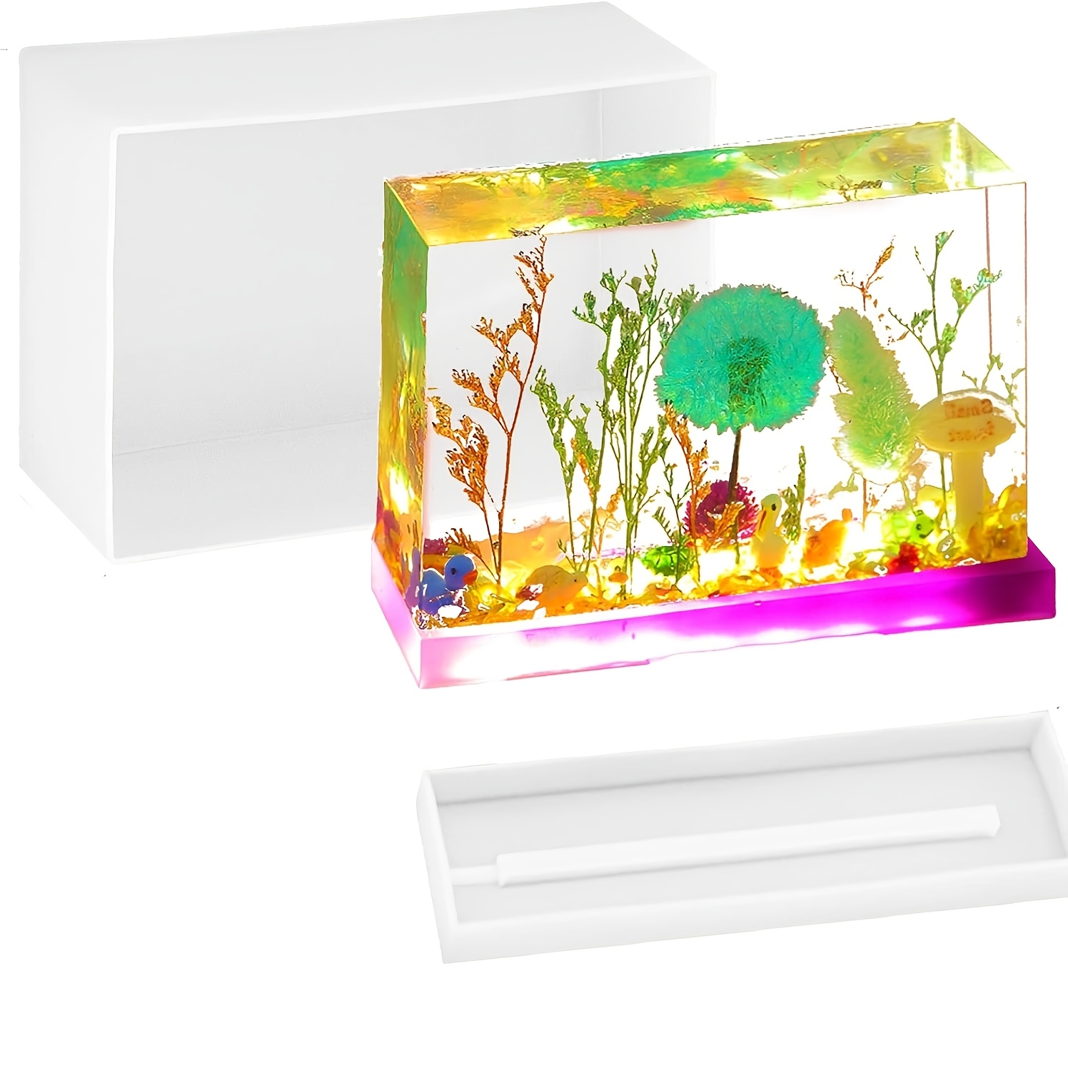 E-shop Quadratische Harzform-Set 2-teilig Silikon Lampenhalter-Formen für Epoxidguss – Ideal zur Blumenkonservierung, DIY Schreibtischdekoration,