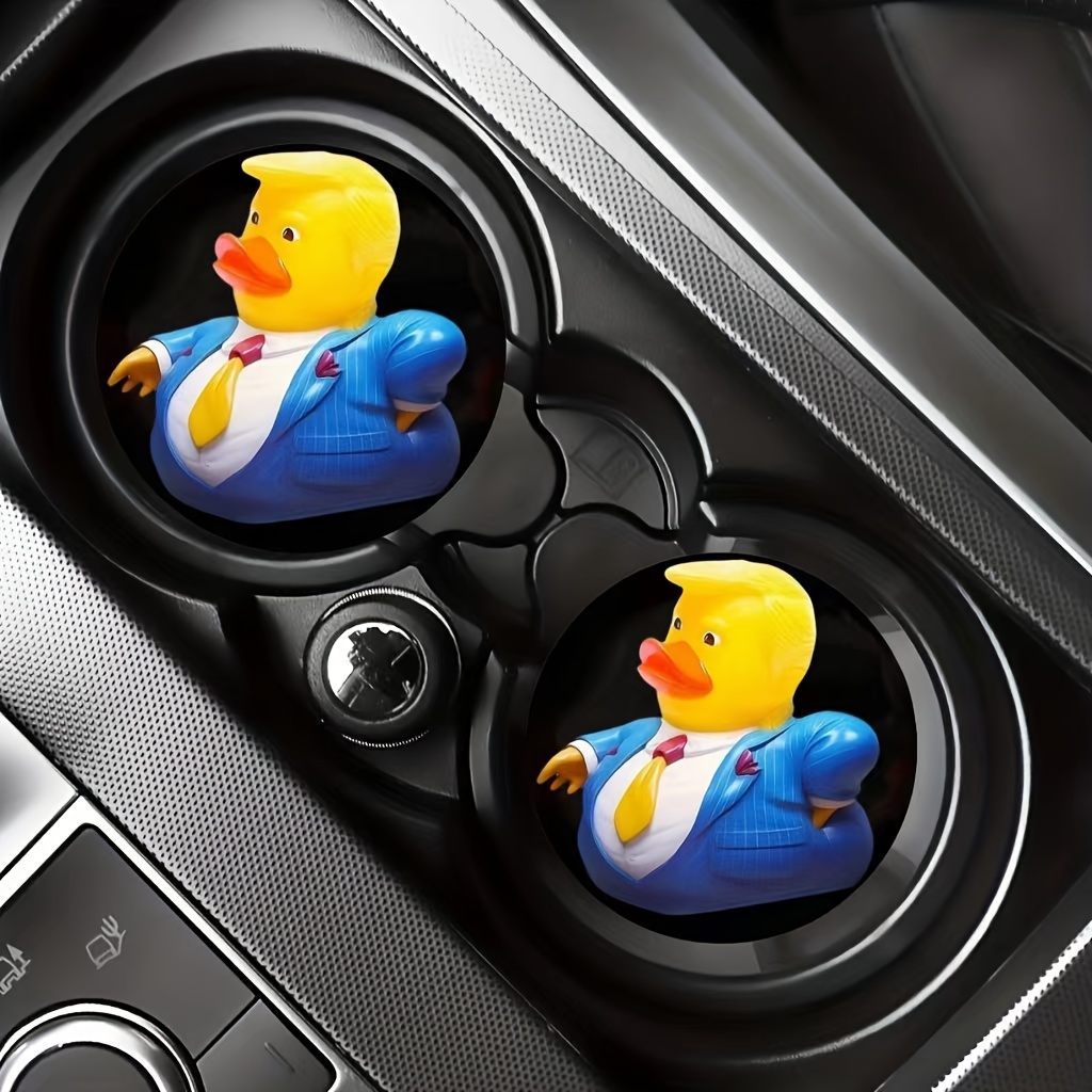

2-pack Funny Duck Car Cup Holder Coasters, Easy-to-clean Synthetic Rubber Drink Mats, Interior Decor Gift For Home Table Coaster Set