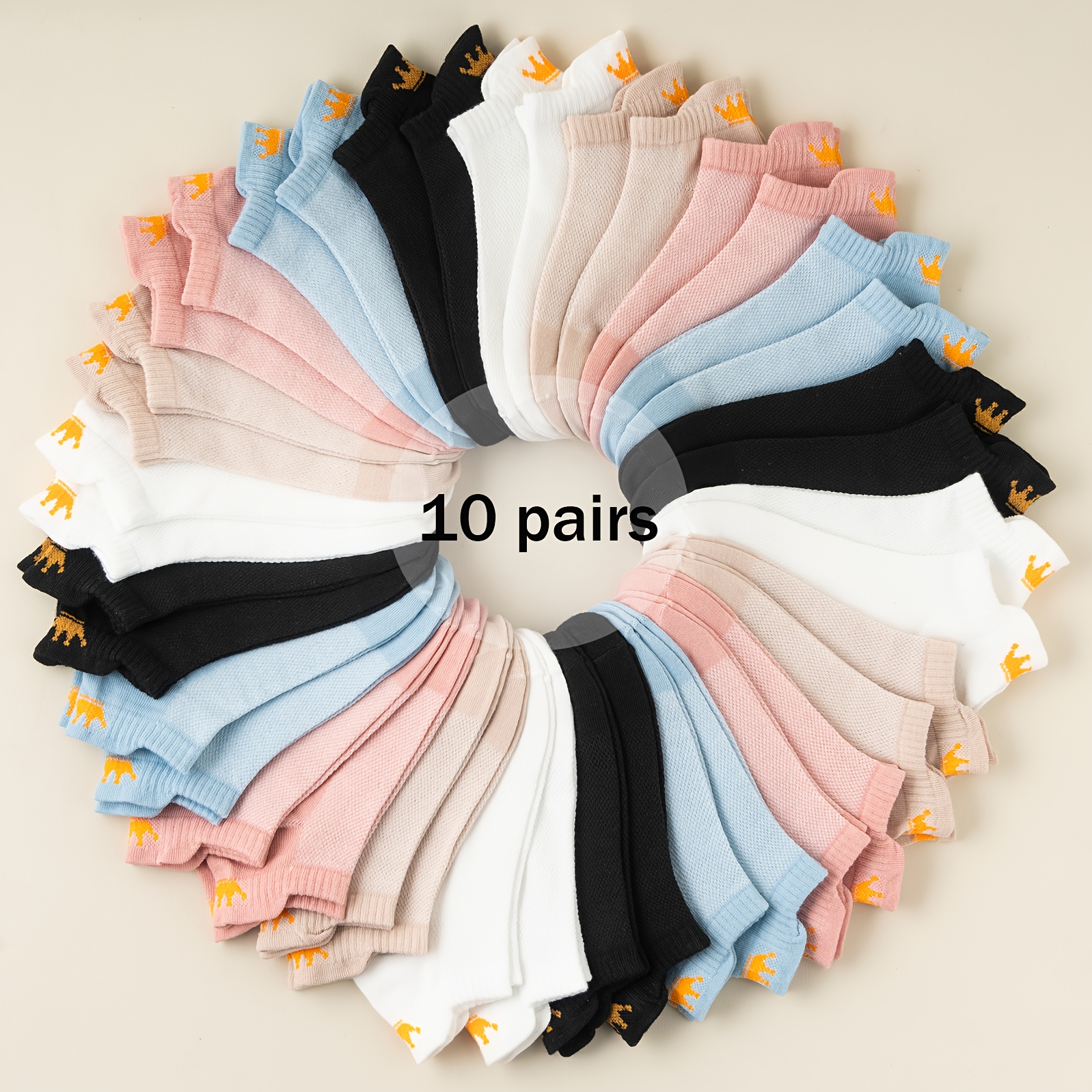 10 Pairs Of Women's Short Socks, Breathable And Comfortable, Low-cut, In Multiple Colors, Stylish And Versatile