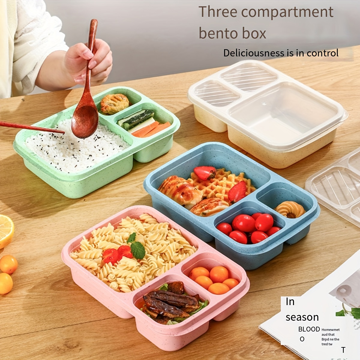 leak proof bento lunch box with compartments     outdoor meals   plastic easy to clean details 9