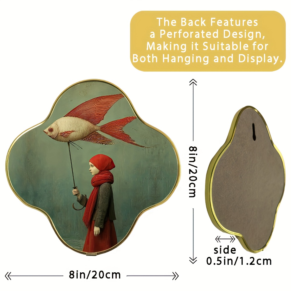 TEMU 2d Flat, A Vintage Wall Decoration Featuring A Girl Holding Umbrella, Minimalist Wall Art, 7.8 Inches, Framed With A , Suitable For Decorative