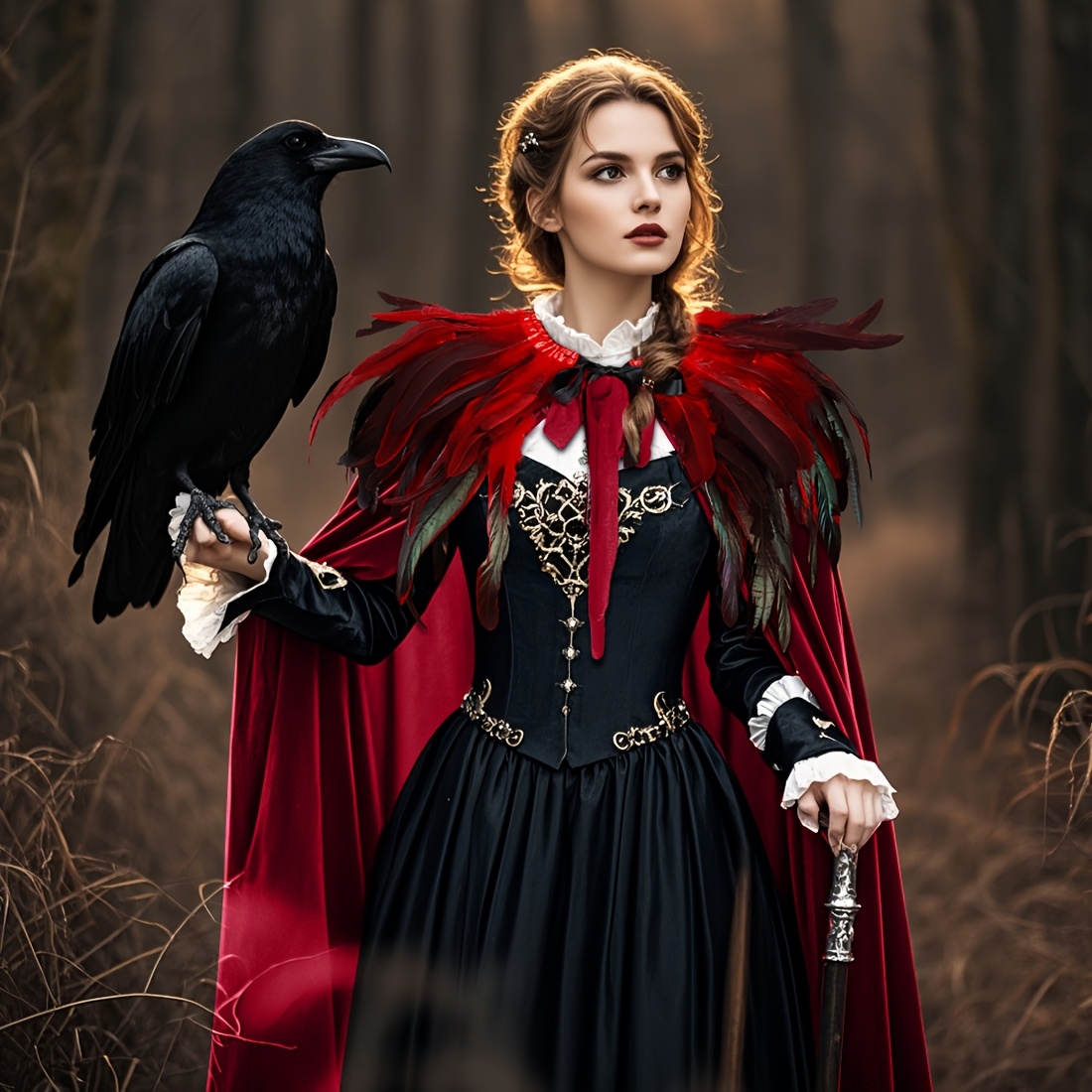 Cape à Col Réglable Avec Plumes - Déguisement Années 20, Halloween, Soirée Vintage Pour Homme Et Femme - 8