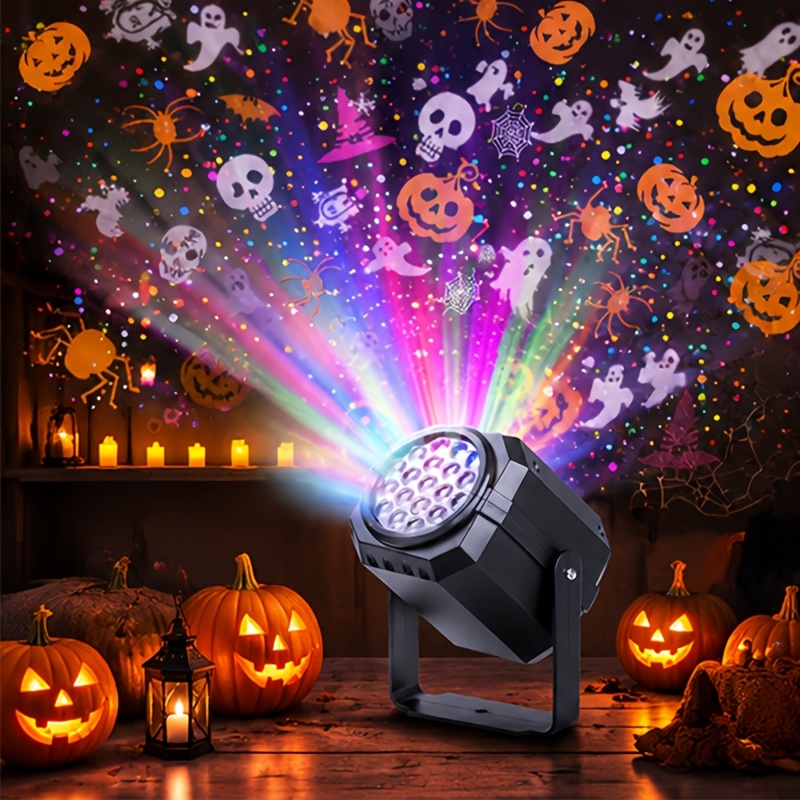 TEMU Led Halloween Projection Light, 360 ° Dynamic Projection Intelligent Light, With Patterns Such As Pumpkin,, , , Etc., A Wall And Ceiling