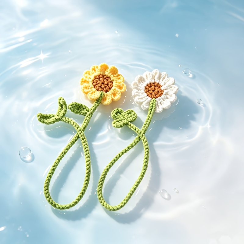 TEMU 2 segnalibri a con gancetti a forma di e margherita, segnalibri con fiori di filato, segnalibri per la , regalo per dei libri, clip per , regali