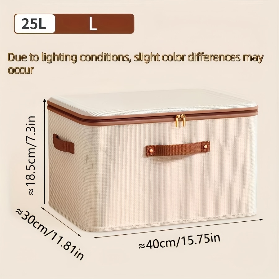 TEMU Xshgx Large Foldable Storage Box | Dual Zippers And Synthetic Leather Handles | Ideal For Under-bed Storage, Clothes, Bedding, And Moving