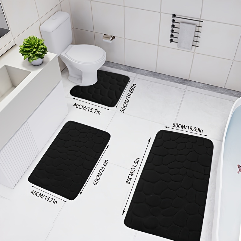 

3pc Comfortable Memory Foam Foot Pads, Absorbent Quick-drying Washable Bath Rugs, Non-slip Thickened Bath Mat Set, Soft And Comfortable Contour Carpet, Bathroom Accessories, Home Decor, Room Decor