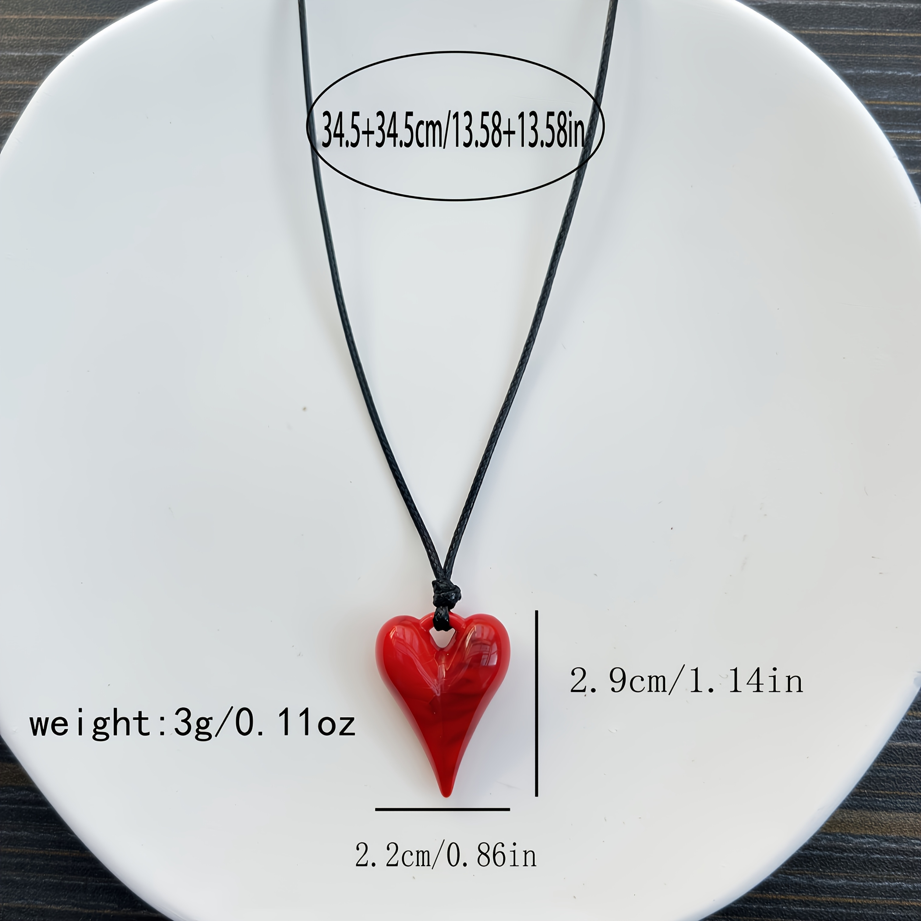Y2K Resin Pointed Heart Pendant Necklace for Women