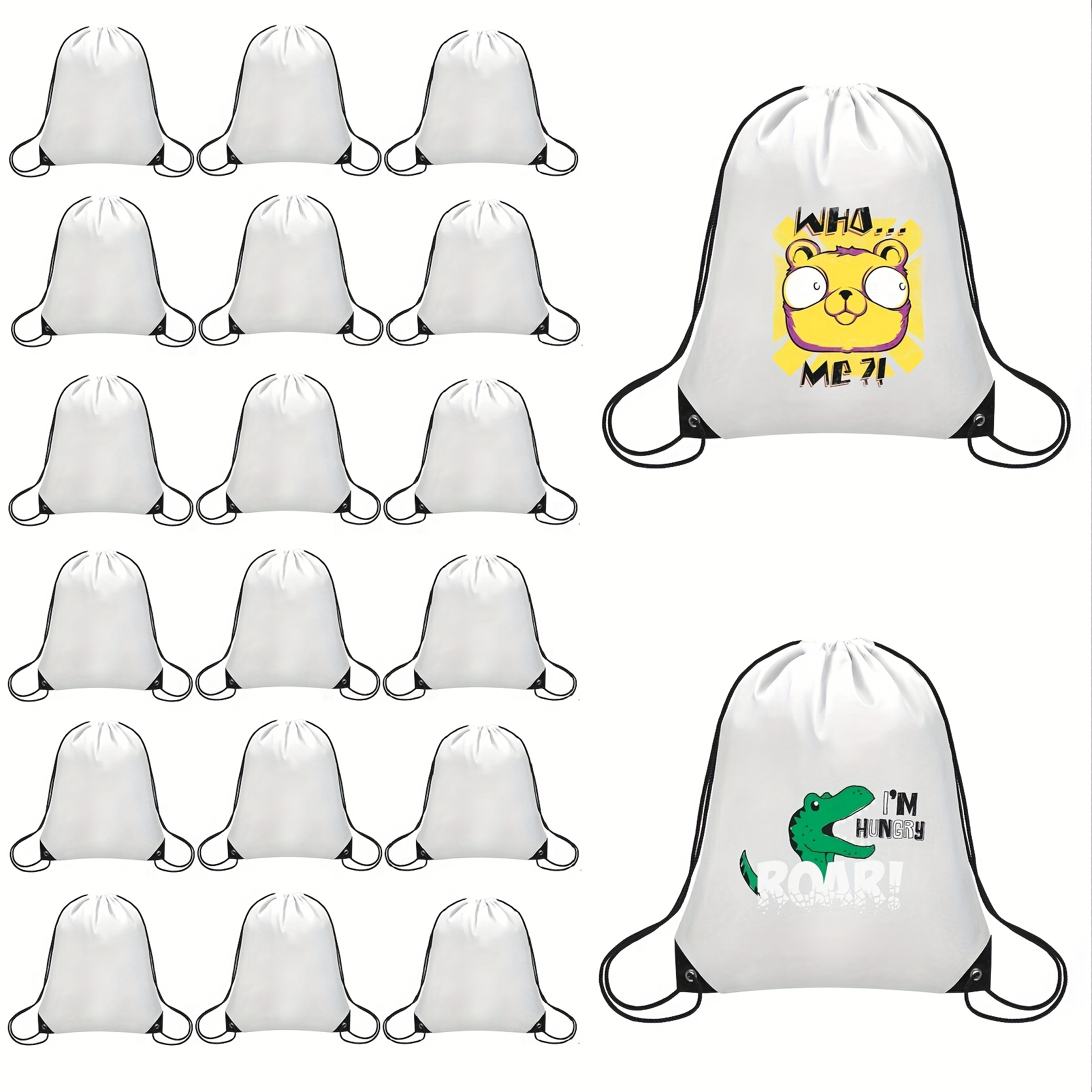 TEMU 10/20pcs Sublimation Blank Drawstring Backpack Bulk, Drawstring Draw String Sport Bag For Trip, White