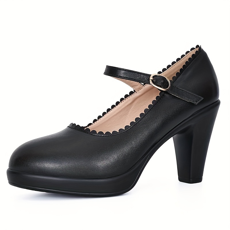 

Women's Vintage Round Toe Buckle Shoes Fashion Heeled Dress Work Shoes For Office Business