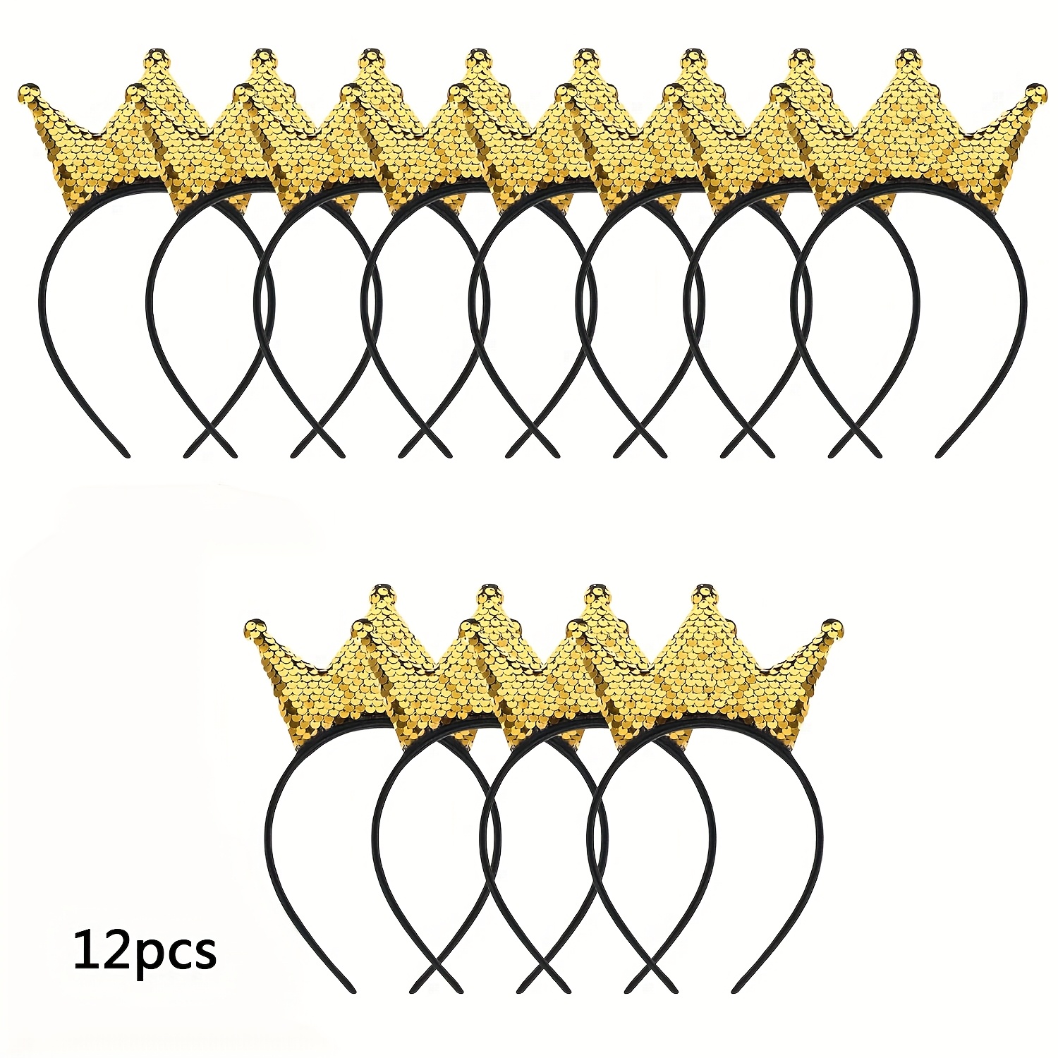 12 Crown Headbands, Birthday Party Additions, Women's Princess Ball Gown Headbands, Bride Queen Costume Sequined Wedding Headpieces, Bridal Additions